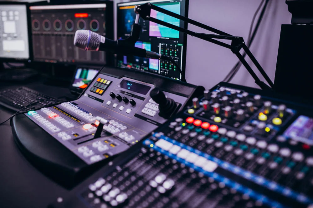 equipment in a radio studio