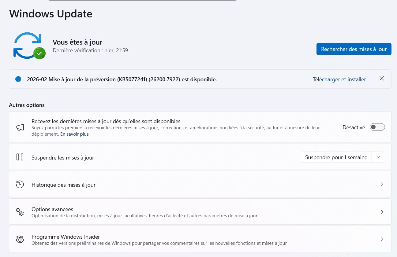 update settings in Windows 11
