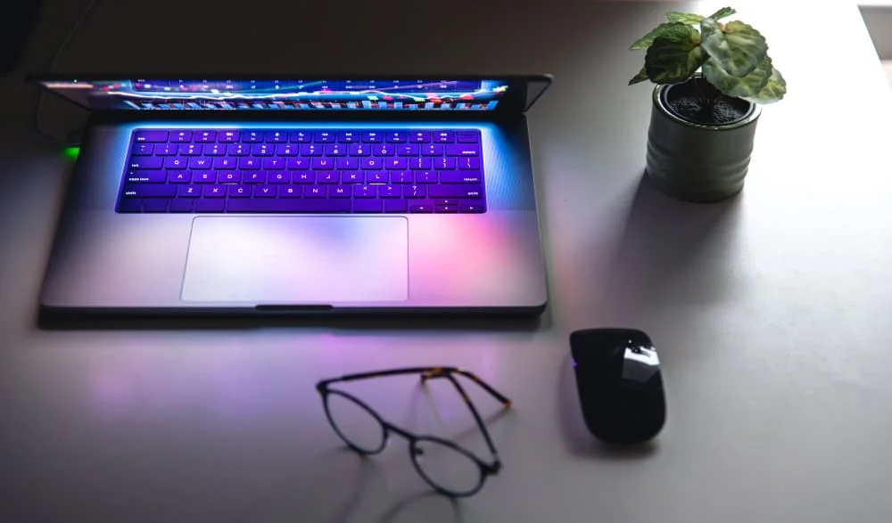 laptop turned on
